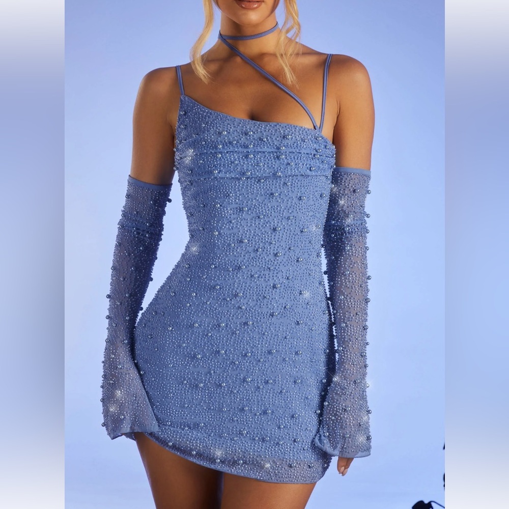 SOHO embellished Assymetric Corset Mini Dress